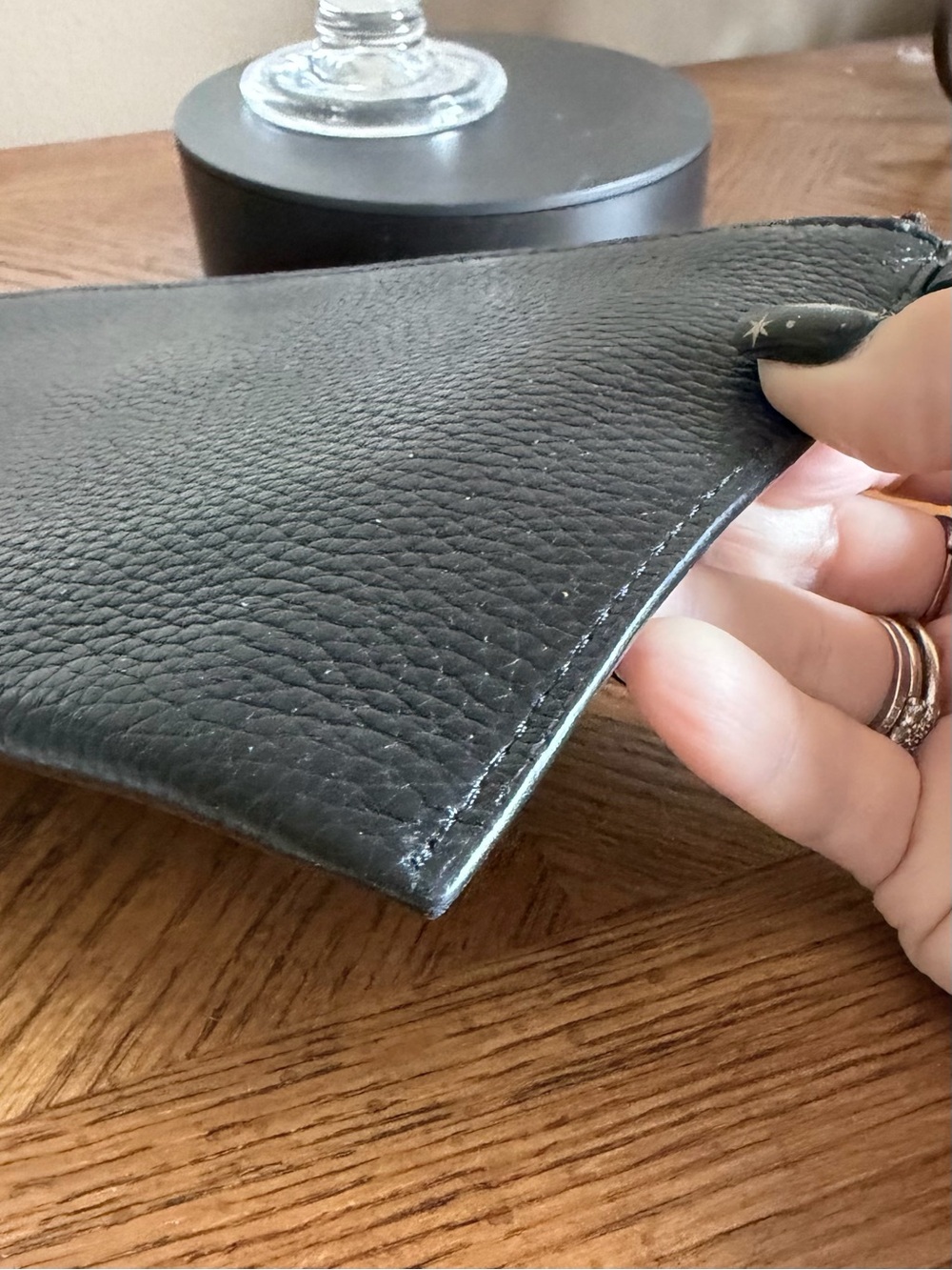 Micheal Kors Fulton black pebble Leather Wristlet Clutch with Gold Accent in EUC - Picture 5 of 8
